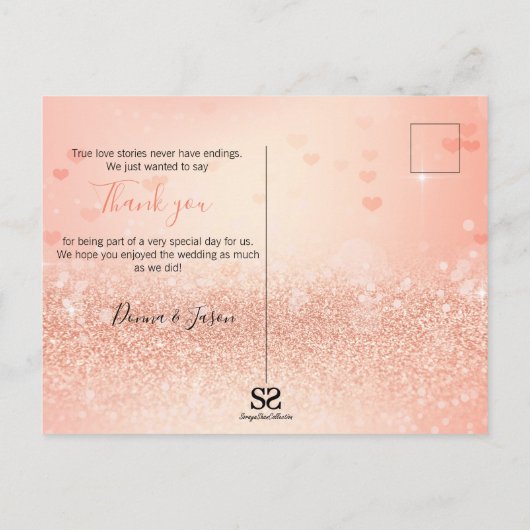 Coral Folded Heart Photo Weddenschap - Hartelijk d Briefkaart (Achterkant)