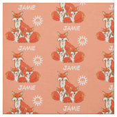 Coral Fox Family Pattern Persoonlijke naam Stof (Swatch)