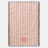 Coral French Beach Stripe Persoonlijk Monogram Deken (Voorkant Verticaal)