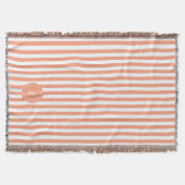 Coral French Beach Stripe Persoonlijk Monogram Deken (Voorkant)
