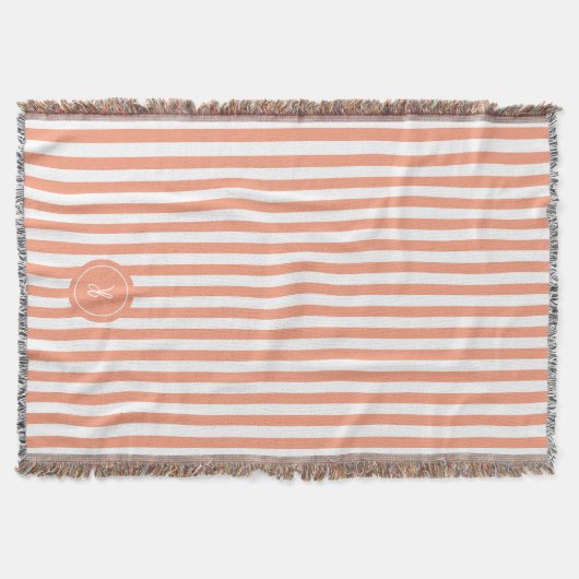 Coral French Beach Stripe Persoonlijk Monogram Deken (Voorkant)