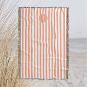Coral French Beach Stripe Persoonlijk Monogram Deken
