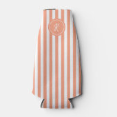 Coral French Beach Stripe Persoonlijk Monogram Flesjeskoeler (Voorkant)