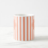 Coral French Beach Stripe Persoonlijk Monogram Koffiemok (Center)