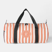 Coral French Beach Stripe Persoonlijk Monogram Plunjezak (Achterkant)