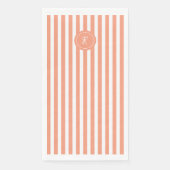 Coral French Beach Stripe Persoonlijk Monogram Servet (Voorkant)