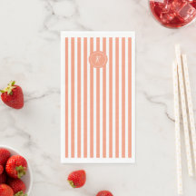 Coral French Beach Stripe Persoonlijk Monogram