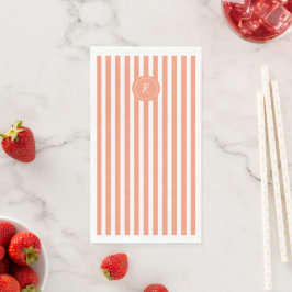 Coral French Beach Stripe Persoonlijk Monogram Servet