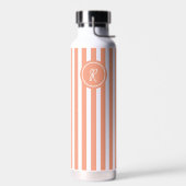 Coral French Beach Stripe Persoonlijk Monogram Waterfles (Links)