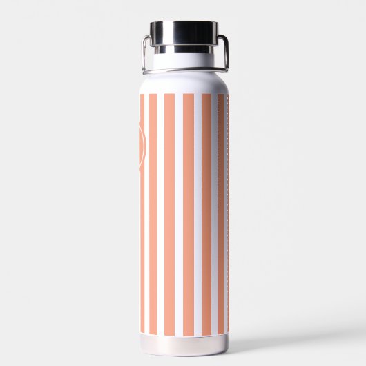 Coral French Beach Stripe Persoonlijk Monogram Waterfles (Achterkant)