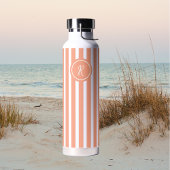 Coral French Beach Stripe Persoonlijk Monogram Waterfles