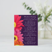 Coral Fuchsia Eggplant Gerber Daisy Direction Kaar Kaart (Staand voorkant)