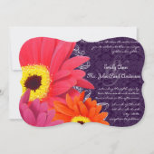 Coral Fuchsia Eggplant Gerber Daisy Wedding Kaart (Voorkant)
