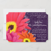 Coral Fuchsia Eggplant Gerber Daisy Wedding Kaart (Voorkant)