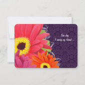 Coral Fuchsia Eggplant Gerber Daisy Wedding RSVP Kaartje (Achterkant)