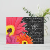 Coral & Fuchsia Gerber Daisy Wedding Invitation Kaart (Staand voorkant)
