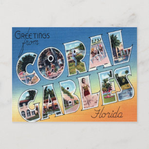 Coral Gables Florida Grote letter Briefkaart