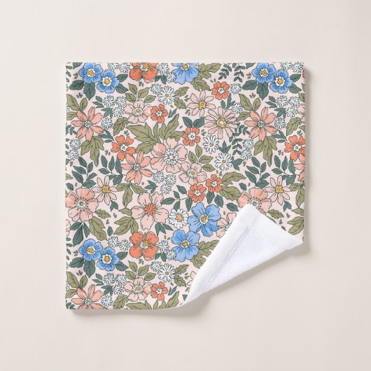 Coral Garden Flower Pattern Bad Handdoek (Wasdoekje)