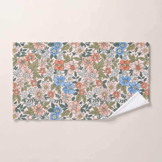 Coral Garden Flower Pattern Bad Handdoek (Handdoek)