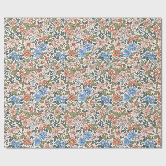Coral Garden Flower Pattern Cadeaupapier (Vlak)
