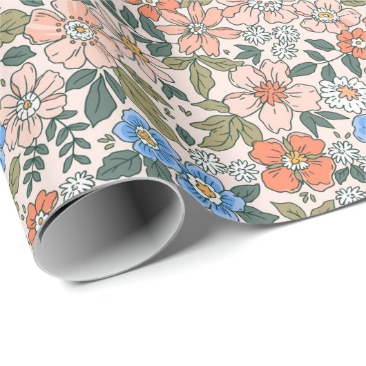 Coral Garden Flower Pattern Cadeaupapier (Rol Hoek)