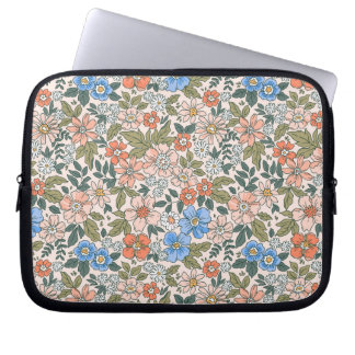 Coral Garden Flower Pattern Laptop Sleeve