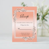 Coral Gem en Glitter 35th Wedding Jubileum RSVP (Staand voorkant)