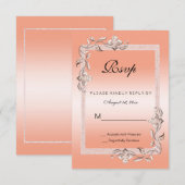 Coral Gem en Glitter 35th Wedding Jubileum RSVP (Voorkant / Achterkant)