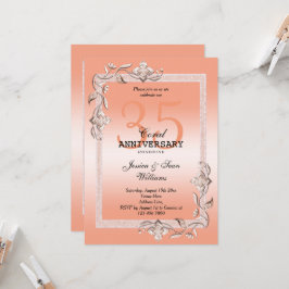 Coral Gem & Glitter 35e huwelijksjubileum uitnodig Kaart