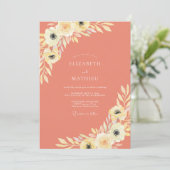 Coral Gentle Bloom Bruiloft Kaart (Staand voorkant)