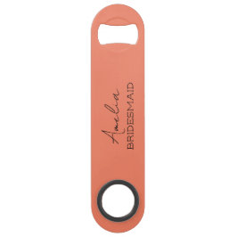 Coral gepersonaliseerde bruidsmeisje flesopener speed flessenopener