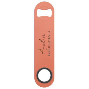 Coral gepersonaliseerde bruidsmeisje flesopener speed flessenopener