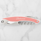 Coral Gepersonaliseerde Bruidsmeisje Kurkentrekker (Voorkant)