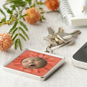 Coral Gerber Daisy Baby Foto Sleutelhanger