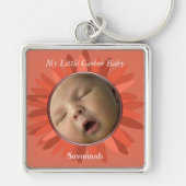 Coral Gerber Daisy Baby Foto Sleutelhanger (Voorkant)