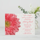 Coral Gerber Daisy Lace Bridal Shower Kaart (Staand voorkant)