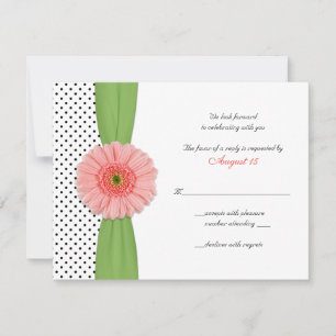 Coral Gerber Daisy Stippen Antwoordkaart RSVP Kaartje