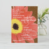 Coral Gerber Daisy Wedding Uitnodiging (Staand voorkant)