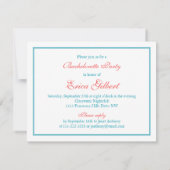 Coral Gerbera Daisy Aqua Ribbon Bachelorette Party Kaart (Achterkant)