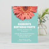 Coral Gerbera Daisy Foto Mint Green Custom Kaart (Staand voorkant)