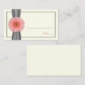 Coral Gerbera Daisy Grey Ribbon Wedding Place Card Plaatskaartje (Voorkant / Achterkant)