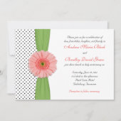 Coral Gerbera Daisy Polka Dot Weddenschap Kaart (Voorkant)