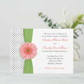 Coral Gerbera Daisy Polka Dot Weddenschap Kaart (Staand voorkant)