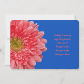 Coral Gerbera Daisy Royal Blue Wedding Invitation Kaart (Achterkant)