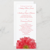 Coral Gerbera Daisy White Wedding Program Programmakaart (Voorkant / Achterkant)