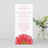 Coral Gerbera Daisy White Wedding Program Programmakaart (Staand voorkant)