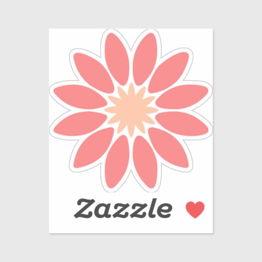 Coral gestileerde Daisy custom-cut vinyl Sticker (Vel)