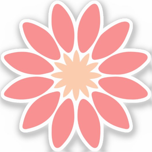 Coral gestileerde Daisy custom-cut vinyl Sticker (Voorkant)
