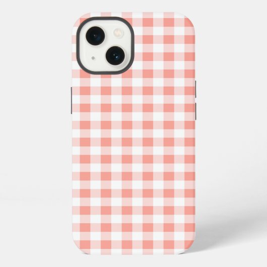 Coral Gingham Check iPad case iPhone Hoesje (Achterkant)