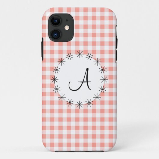 Coral Gingham Check 'Monogram' iPhone 5 hoesje (Achterkant)